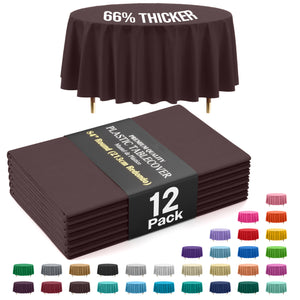 Premium Round Brown Plastic Table Covers | 12 Pack | 84 in.