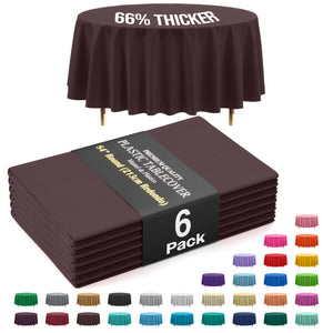 Premium Round Brown Plastic Table Covers | 6 Pack | 84 in.