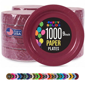 9 in. Burgundy Paper Plates | Case of 1000