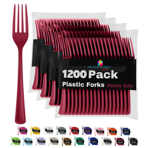 Heavy Duty Burgundy Plastic Forks - 7.5 in. | Case of 1200