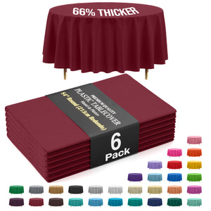 Premium Round Burgundy Plastic Table Covers | 6 Pack | 84 in.
