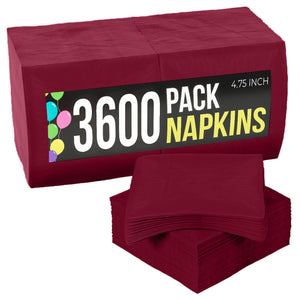 Burgundy Beverage Napkins | 4.75 in. x 4.75 in. | Case of 3600