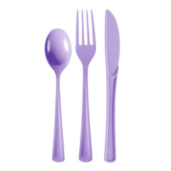 Lavender Cutlery Combo Set | 50 Forks 50 Spoons And 50 Knives
