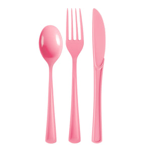 Pink Cutlery Combo Set - 50 Forks 50 Spoons and 50 Knives - 7.5 in.
