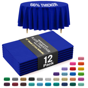 Premium Round Dark Blue Plastic Table Covers | 12 Pack | 84 in.