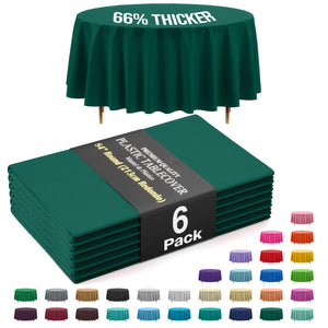 Premium Round Dark Green Plastic Table Covers | 6 Pack | 84 in.