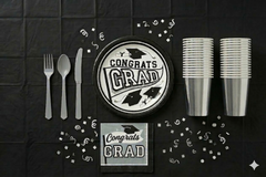 Classic Silver "Congrats Grad" Party Kit | For 20 Guests