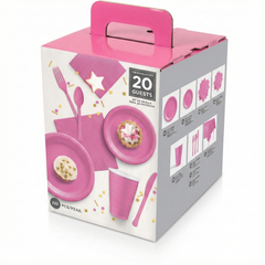 Bright Pink Tableware Kit - 20 Count - 222 Pieces