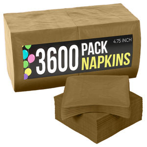 Gold Beverage Napkins | 4.75 in. x 4.75 in. | Case of 3600