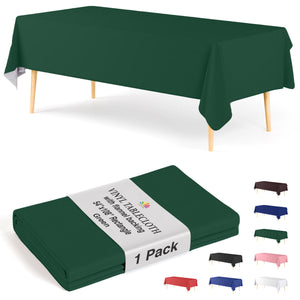 Dark Green Flannel Backed Plastic Table Cover | 54 in. x 108 in.