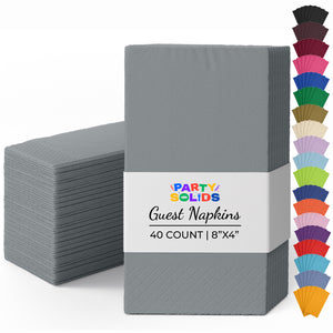 Silver Guest Towel Napkins | 8 in. x 4 in. | 40 Ct.