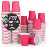 Unleashed - 9 Oz. Cerise Paper Cups - 100 Ct.