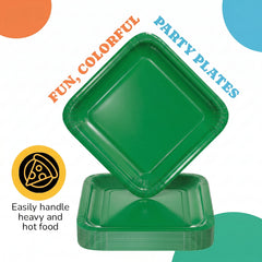 7 In. Emerald Green Square Paper Plates - 50 Ct.