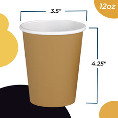 12 Oz. Gold Paper Cups | 20 Count