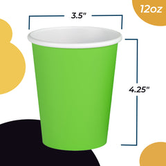 12 Oz. Lime Green Paper Cups | 20 Count