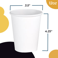 12 Oz. White Paper Cups | 20 Count