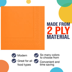 Orange Beverage Napkins | 100 Count