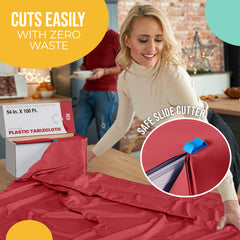54 in. x 100 Ft. Cut To Size Table Roll | Red | Case of 6