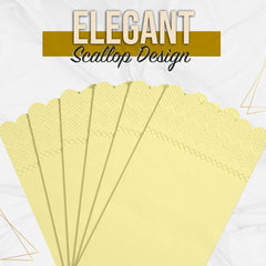 3 Ply Buttercup Yellow Scalloped Napkins - 20 Ct.