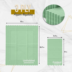 3 Ply Pistachio Green Scalloped Napkins - 20 Ct.