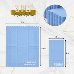 3 Ply Sky Blue Scalloped Napkins - 20 Ct.