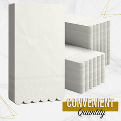 3 Ply Ivory Scalloped Napkins - 20 Ct.