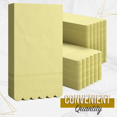 3 Ply Buttercup Yellow Scalloped Napkins - 20 Ct.