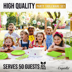 182 Pcs Lime Green Plastic Dinnerware Set | Setting for 26