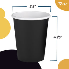 12 Oz. Black Paper Cups | 20 Count