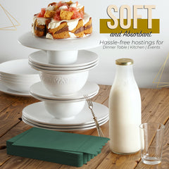 3 Ply Cypress Green Scalloped Napkins - 20 Ct.