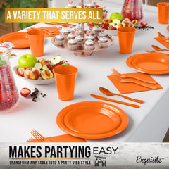 350 Pcs Orange Plastic Disposable Tableware Set