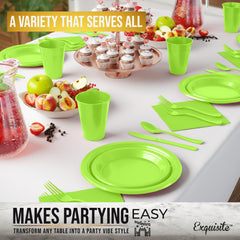 182 Pcs Lime Green Plastic Dinnerware Set | Setting for 26