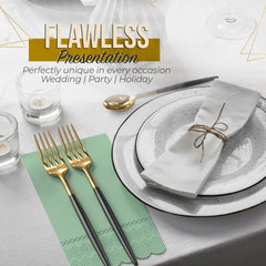 3 Ply Pistachio Green Scalloped Napkins - 20 Ct.