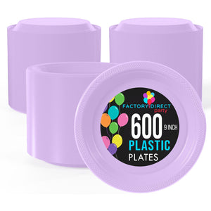 9 in. Lavender Plastic Plates | Case of 600