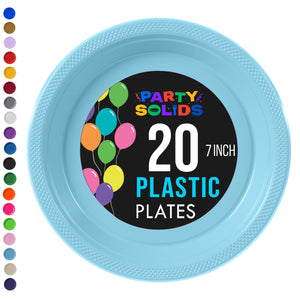 7 in. Light Blue Plastic Plates | 20 Ct.