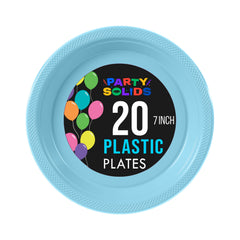 7 in. Light Blue Plastic Plates | 20 Ct.