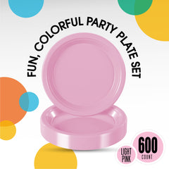 7 In. Pink Plastic Plates | Case of 600