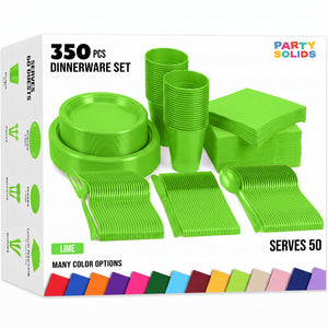 350 Pcs Lime Green Plastic Disposable Tableware Set