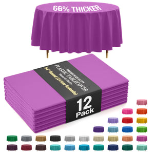 Premium Round Magenta Plastic Table Covers | 12 Pack | 84 in.