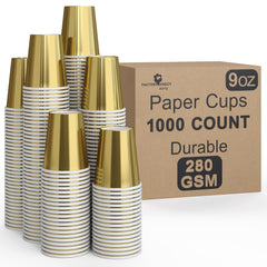 9 Oz. Metallic Gold Paper Cups | Case of 1000