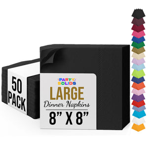Black Dinner Napkins | 8 in. x 8 in. | 50 Ct.