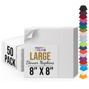 White Dinner Napkins | 8 in. x 8 in. | 50 Ct.