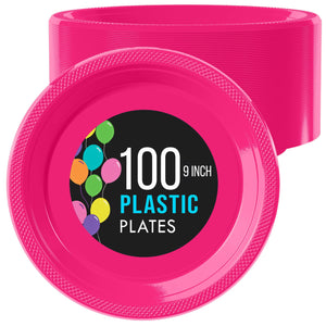 Little Gym - 9 In. Cerise Plastic Plates | 100 Count