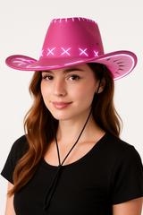 Pink Light-Up Cowboy Hat for Halloween