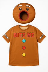 Festive "Bite Me" Gingerbread Man T-Shirt & Headcover Set