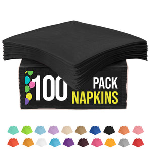 Black Luncheon Napkins | 6.75 in. x 6.75 in. | 100 Count