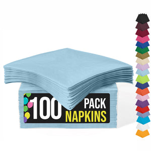 Light Blue Beverage Napkins | 4.75 in. x 4.75 in. | 100 Count