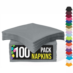 Silver Beverage Napkins | 4.75 in. x 4.75 in. | 100 Count