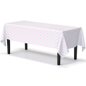 Pink Polka Dot Plastic Table Covers | 6 Pack - 54 In. x 108 In.