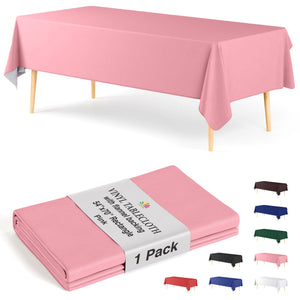 Pink Flannel Backed Plastic Table Cover 54 in. x 70 in.